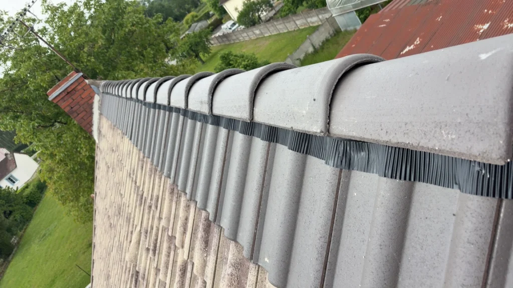 Rive de toiture rénovée en tuiles anthracite
